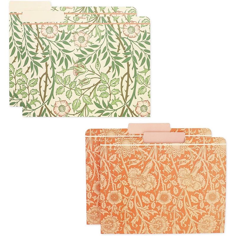 The Gifted Stationery 12 Pack William Morris Floral File Folders, Decorative 1/3 Cut Tab, Letter-Size Holders for Home Office in 6 Patterned Designs, 4 of 8