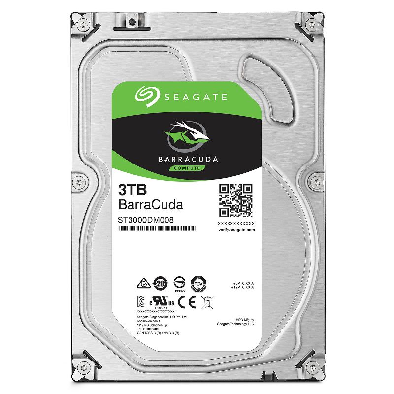 Seagate BarraCuda 3TB Internal Hard Drive HDD - 3.5 Inch SATA 6 Gb/s 7200 RPM 64MB Cache for Computer Desktop PC (ST3000DM007), 4 of 6