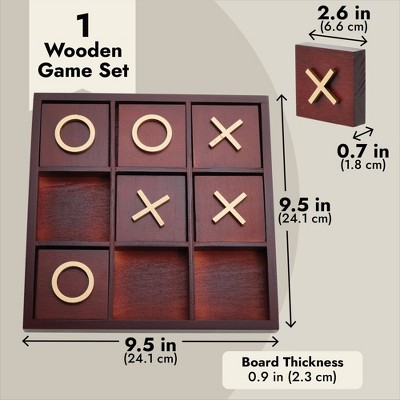 Cherry Red and Gold Wooden Tic Tac Toe Game