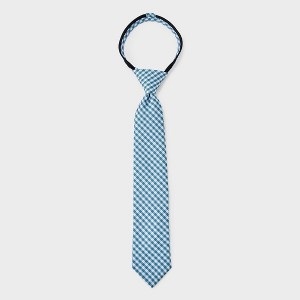 Boys' Gingham Woven Zip Necktie - Cat & Jack™ Green - 1 of 3
