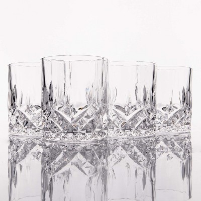 Crystal Cut 10oz Lead-Free Old Fashioned Whiskey Glasses Set