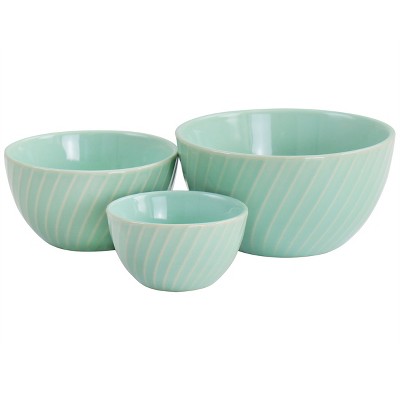 Gibson 3 Piece Stoneware Mini Bowl Set in Mint