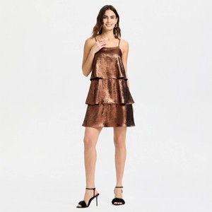 Women's Metallic Tiered Mini Dress - A New Day™ - 1 of 4