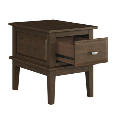 Transitional Birch Veneer Round End Table with Storage in Cherry