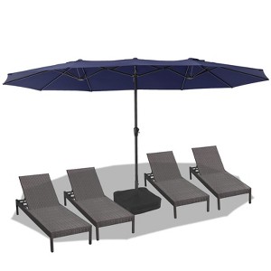 15ft Extra Large Double,Sided Patio Umbrella With Crank Handle & Base Included,Outdoor Market Umbrella for Poolside, Garden, Deck, Backyard Shade - 1 of 4