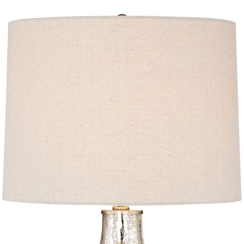 360 Lighting Waylon Modern Table Lamp with Round White Marble Riser 28" Tall Mercury Glass Tapered Drum Shade for Bedroom Living Room Bedside House, 3 of 6