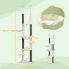 89"- 100" Floor to Ceiling Cat Tree with Scratching Posts, Hammock, Perches & Toy Balls - 3 of 4