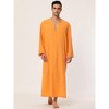 Lars Amadeus Men's Cotton V-Neck Side Split Long Night Gown with Pocket - 2 of 4