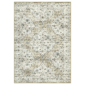 Washable Floral Living Room Rugs, Retro Accent Farmhouse Carpet for Bedroom, Soft Non Slip Large Floor Rugs for Dining Room Office - 1 of 4