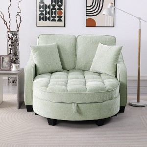 GDFStudio Flavia Modern 51'' Detachable 2-Seater Corduroy Upholstered Chaise Lounge Sofa with Storage Ottoman - 1 of 4