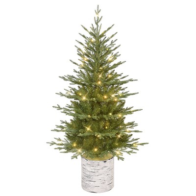 Puleo 4.5' Pre-Lit Artificial Green Potted Arctic Fir Tree