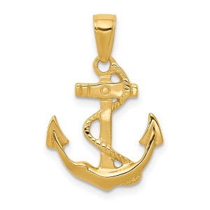 Black Bow Jewelry 14k Yellow Gold 2D Polished Anchor Pendant - 1 of 4