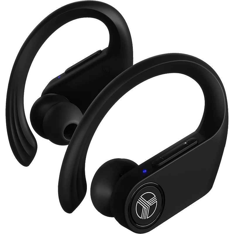 Treblab X3 Pro True Wireless Sports Earbuds with Earhooks, Bluetooth 5.0 with aptX, IPX7 Waterproof with Charging case - Black, White Logo (X3-PRO-W), 1 of 10