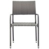 vidaXL Garden Dining Chair Set of 4 Grey PE rattan, steel - Gray 4 - 3 of 4