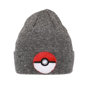 Pokemon 3D Plush Pokeball Youth Gray Cuff Beanie - 1 of 4