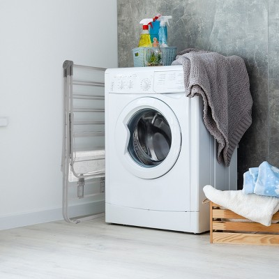 Brushed Silver Folding Indoor/Outdoor Clothes Drying Rack