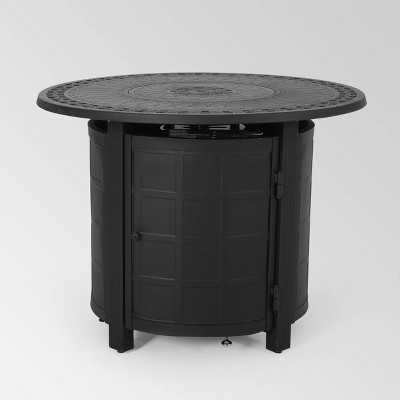  Boulder Outdoor Round Aluminum Fire Pit - Matte Black - Christopher Knight Home 