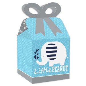 Big Dot of Happiness Blue Elephant - Square Favor Gift Boxes - Boy Baby Shower or Birthday Party Bow Boxes - Set of 12 - 1 of 4