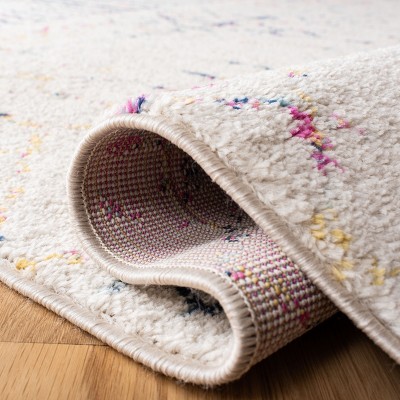Boho-Chic Ivory/Blue Square Synthetic Area Rug, 6'7"