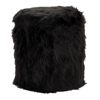 Storage Stool, Faux Fur Black - Olivia & May