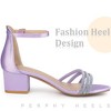 Perphy Women's Satin Rhinestone Buckle Ankle Strap Chunky Heel Sandals - 4 of 4