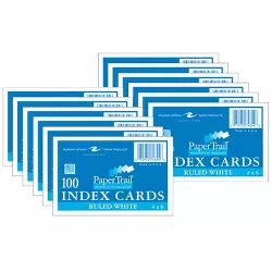 PaperTrail Index Cards, 4" x 6", Ruled, 100 Per Pack, 12 Packs