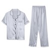 Lars Amadeus Men's Classic Satin Pajama Sets Short Sleeves Night Sleepwear - 2 of 4