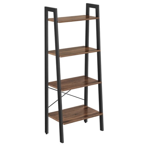 Vasagle Industrial Ladder Shelf, 5-tier Bookshelf, Wood Wall Mounted Shelf,  23.6 X 11.8 X 67.7 Inches, Rustic Brown And Black : Target