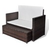 vidaXL Outdoor 2-Seater Sofa Lounge Set - Versatile Poly Rattan Furniture with Removable Cushions & Stool in Brown - 4 of 4
