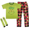 Seven Times Six Dr. Seuss GRINCH Men's Pajama Pants Shirt and Socks 3 Piece Pajama Set Multicoloured - 2 of 4
