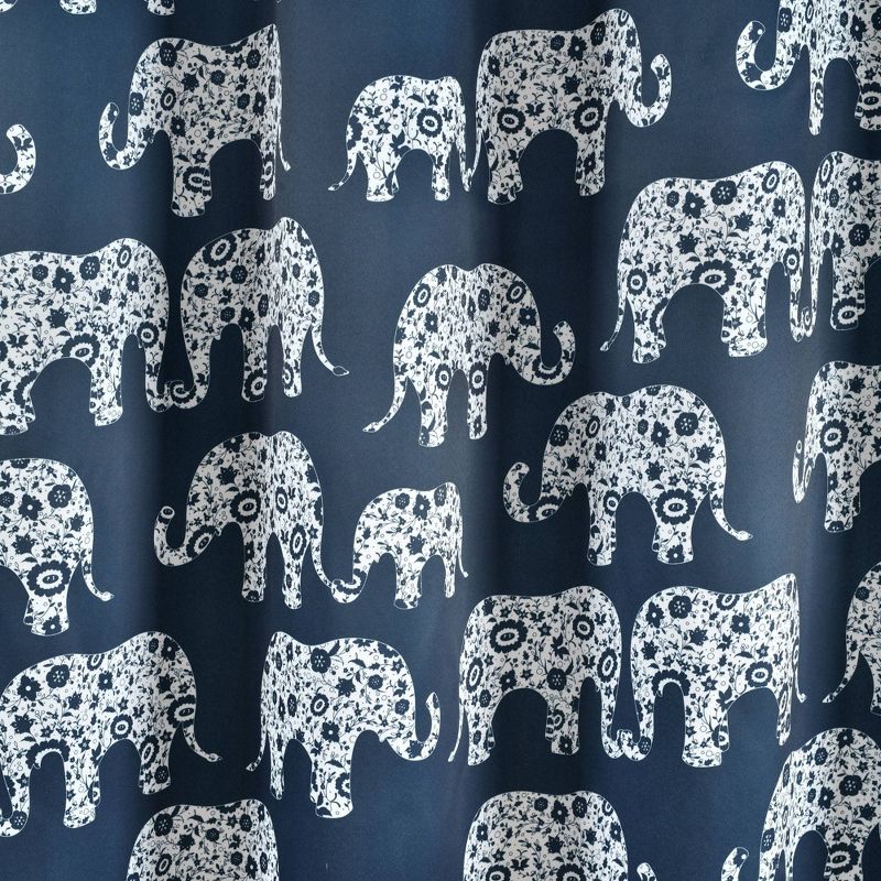 2pk 52&#34;x84&#34; Light Filtering Elephant Parade Curtain Panels Navy - Lush D&#233;cor, 4 of 10