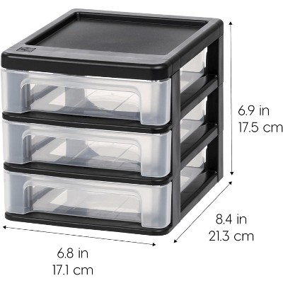 Small Black Plastic 3-Drawer Stackable Desktop Organizer