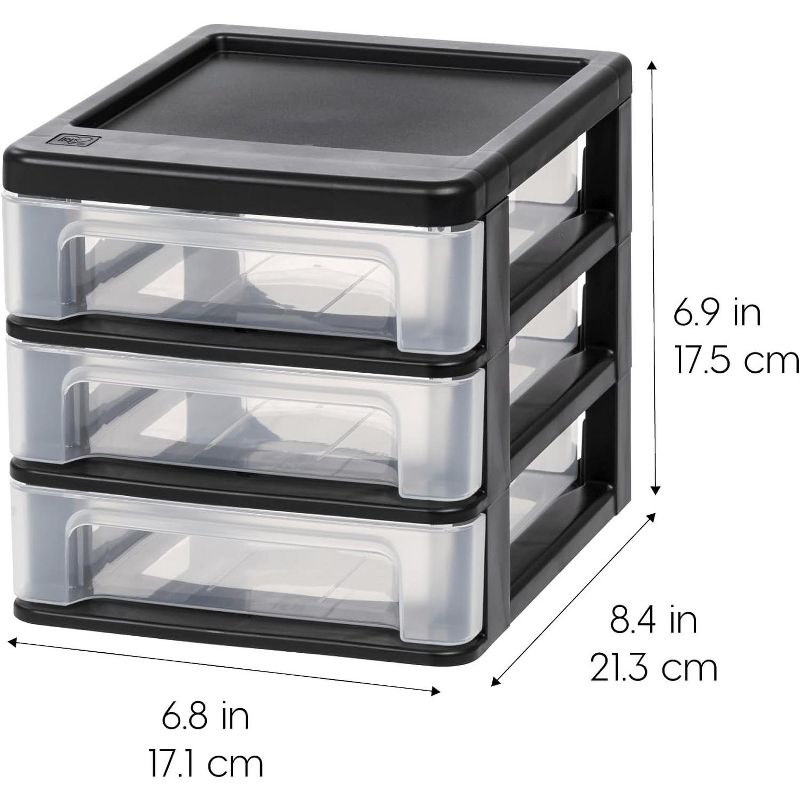 IRIS USA Plastic Clear View Desktop Organizer with Drawers, 5 of 9