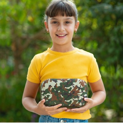 Green Camo Polyester Zippered Pencil Box