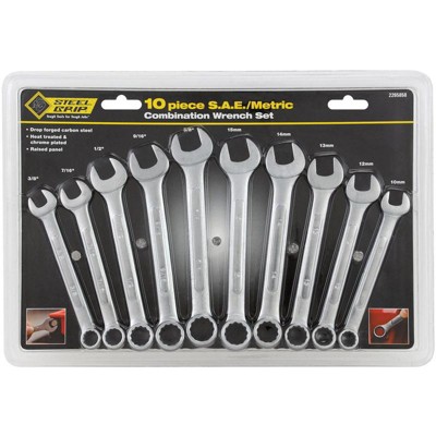 Steel Grip Metric and SAE Wrench Set Multiple in. L 10 pc