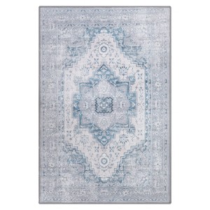 Washable Vintage Oriental Rug Non Slip Low Pile Rug Soft Throw Floor Cover Retro Medallion Indoor Carpet for Living Room Bedroom - 1 of 4
