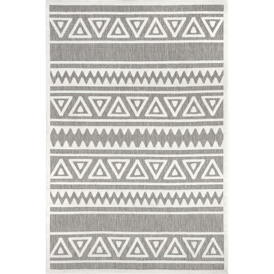 Nuloom Lanelle Geometric 8x10 Indoor/Outdoor Area Rug for Living Room Patio Deck Front Porch Kitchen, Grey/Ivory