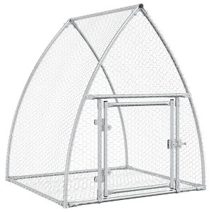 vidaXL Rabbit Hutch/Animal House - Spacious Outdoor Enclosure for Small Animals with Lockable Door, Galvanized Steel, Silver, 41.3"x39.4"x47.2" - 1 of 4