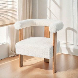 CAVINAS Faux Leather Accent Chair with Brass-Tipped Feet,Upholstered Living Room Chair,Reading Chairs for Living Room - 1 of 4