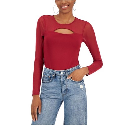 Crave Fame Womens Cutout Illusion Bodysuit Jumpsuit