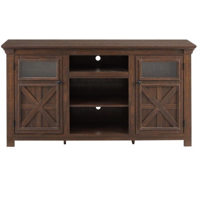 Vynxaria 60" Espresso Farmhouse TV Center with Barn Doors and Flexible Storage