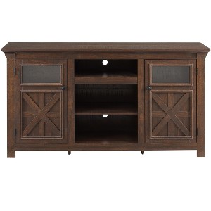 Vynxaria 60" Espresso Farmhouse TV Center with Barn Doors and Flexible Storage - 1 of 4