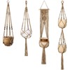 Aoibox Set of 4 Indoor Hanging Planters with Hooks, Decorative Flower Pot Holders for Home Decor, Brown - 2 of 4