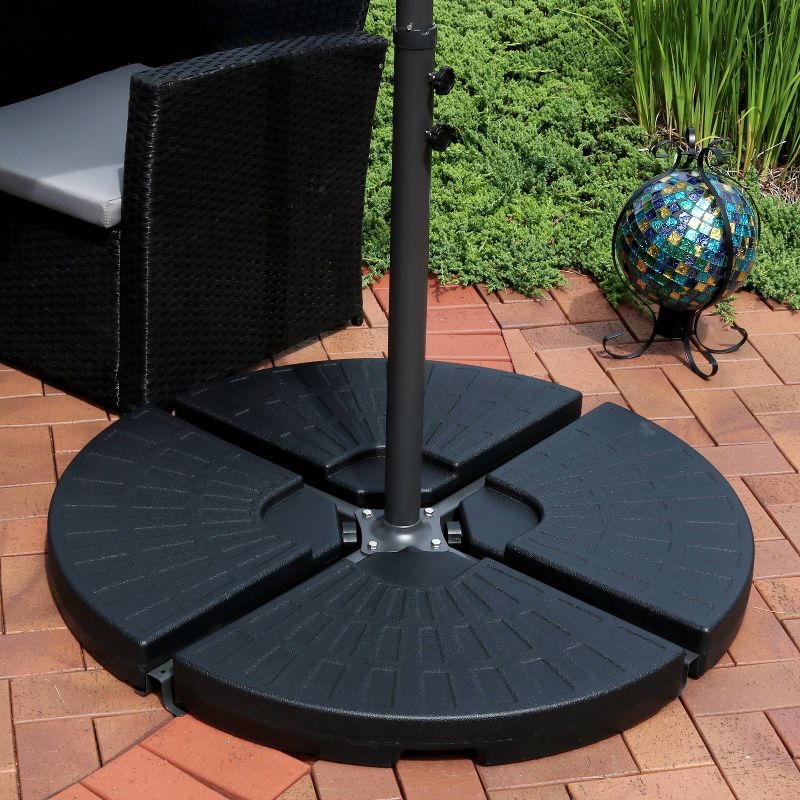 Sunnydaze Outdoor Heavy-Duty Fillable Cantilever Offset Patio Umbrella Base Weight Plates - Black - 4pc, 2 of 11
