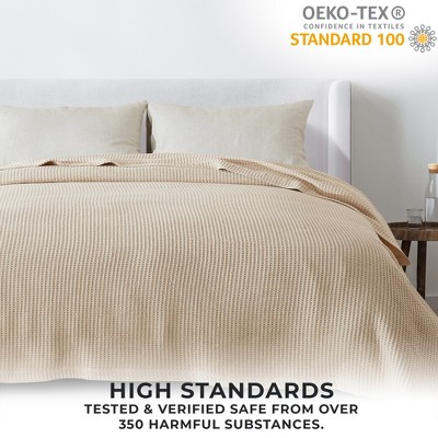 Taupe Twin Cotton Waffle Weave Lightweight Quilt Blanket