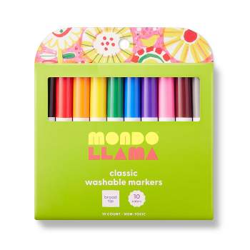 10ct Washable Markers Broad Tip Classic Colors - Mondo Llama™
