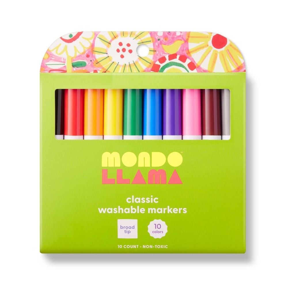 Photos - Felt Tip Pen 10ct Washable Markers Broad Tip Classic Colors - Mondo Llama™