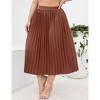 Coolmee Womens Plus Size Maxi Skirt Long Shirring Pleated Skirts Elastic High Waisted A Line Skirts - 2 of 4