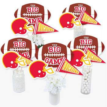 Big Dot of Happiness The Big Game - Red and Yellow - Football Party Centerpiece Sticks - Table Toppers - Set of 15