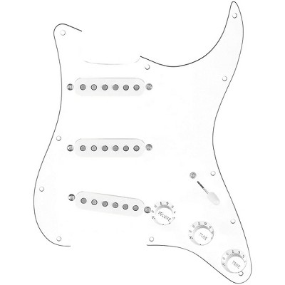 920d Custom Texas Grit Loaded Pickguard for Strat With White Pickups and Knobs and S5W-BL-V Wiring Harness White